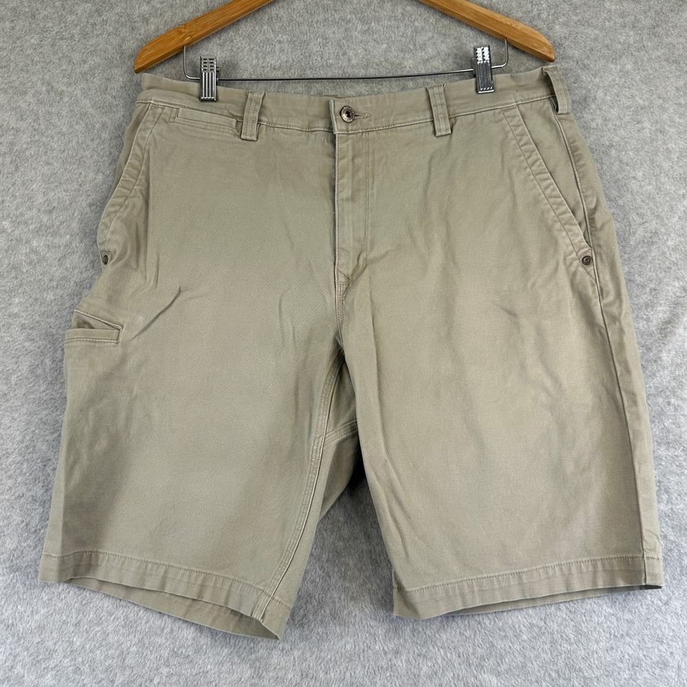 Duluth Trading Co Flex Ballroom Khakis Relaxed Fit Shorts Mens 34 Tan Cotton